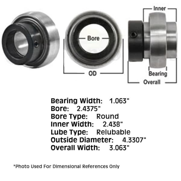 Aftermarket Tractor ReLubri Fits CATable Spherical Ball Bearing w Collar 338615R WPS207GRC - main